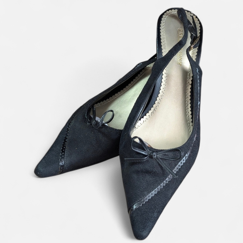 Predictions Black Pointed Slingback Heels